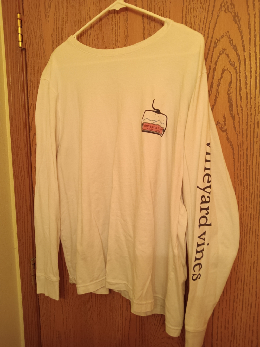 Vineyard Vines White Long Sleeve Tee with Chest Patch & Sleeve Logo